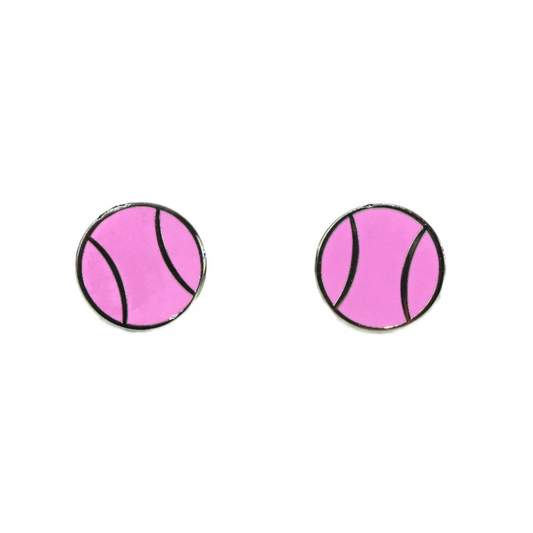 Pink Flat Tennis Ball Earrings