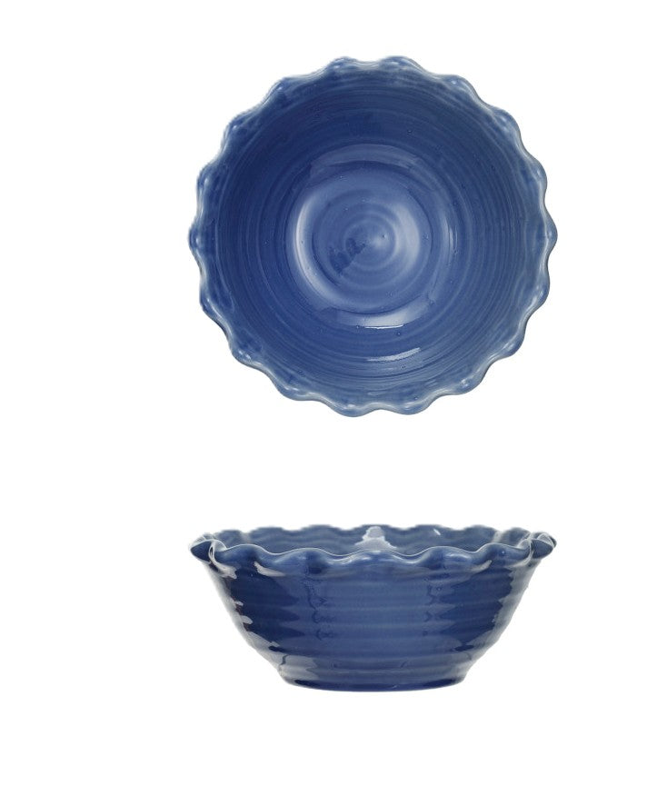 Stoneware Bowl with Scalloped Edge