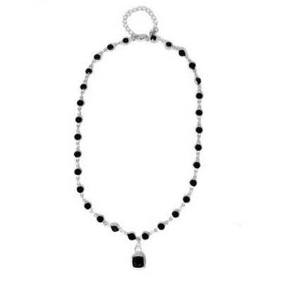 MEGHAN BROWNE CED-SB CEDAR SILVER NECKLACE WITH BLACK BEADS AND PENDANT