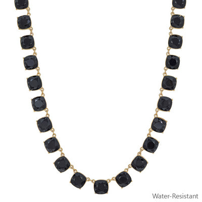 MEGHAN BROWNE CHIL-BD GOLD NECKLACE WITH SQUARE BLACK DIAMOND CHARMS