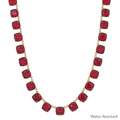 MEGHAN BROWNE CHIL-RU GOLD NECKLACE WITH SQUARE RUBY CHARMS