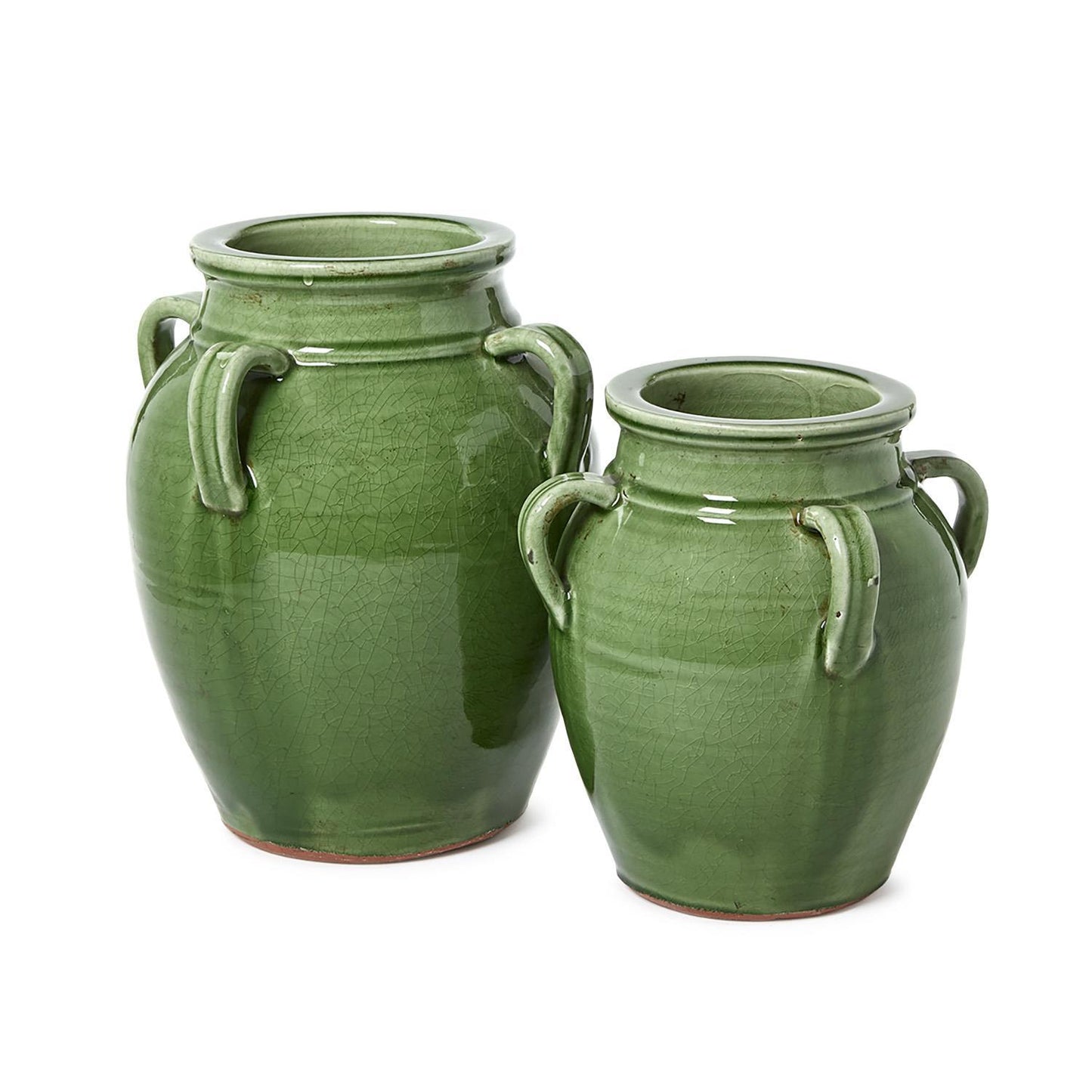 4 Handled Green Olive Jar Large