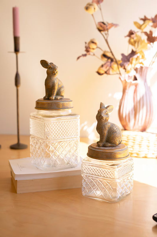 Glass Rabbit Canister Large