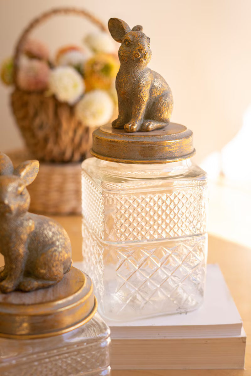 Glass Rabbit Canister Large