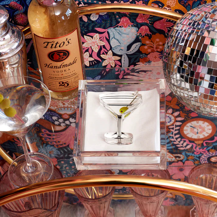 Tara Wilson Cocktail Napkin Holder with Martini Weight