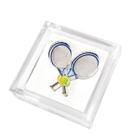 Tara Wilson Cocktail Napkin Holder with Tennis Raquet Weight