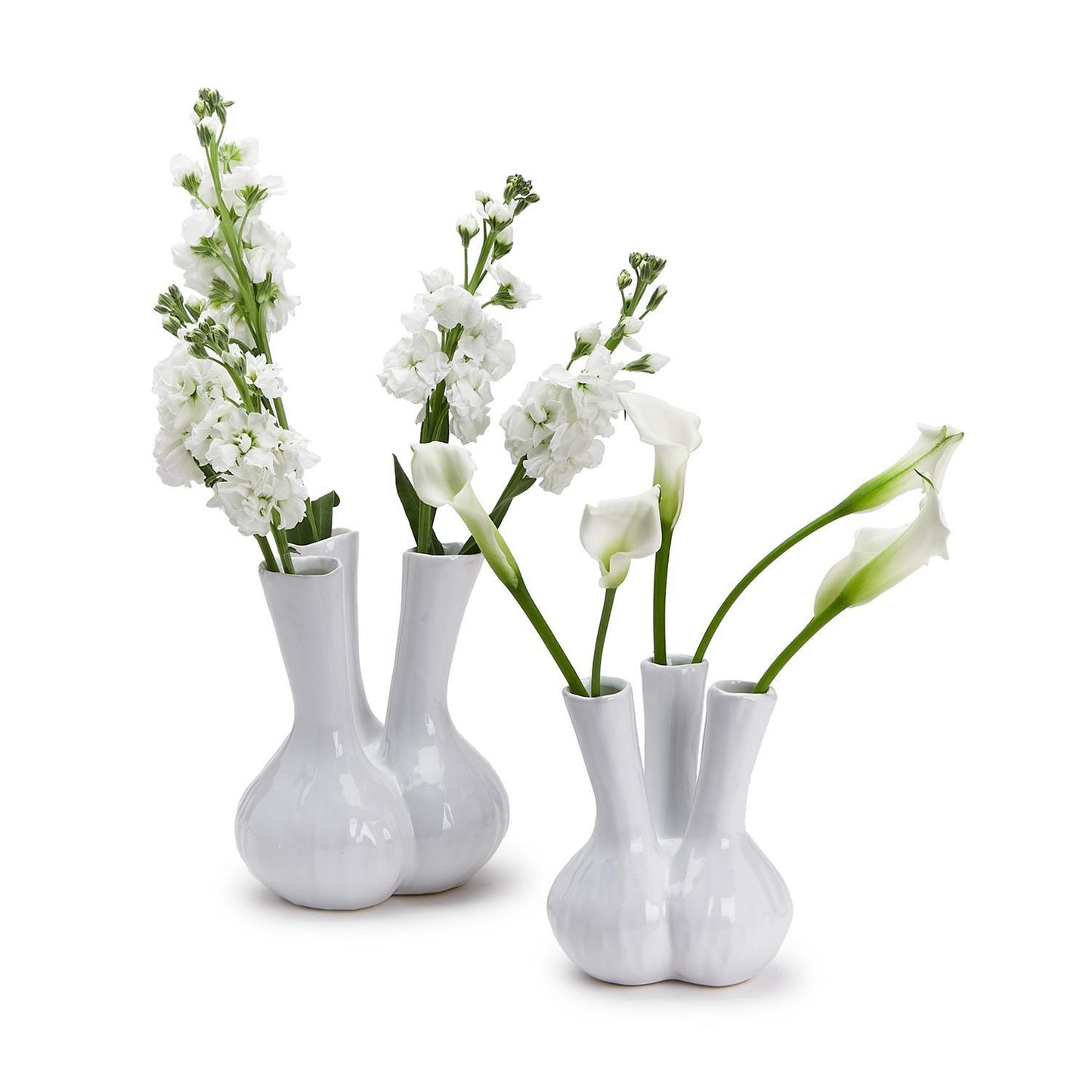 White 3 Stem Vase Small
