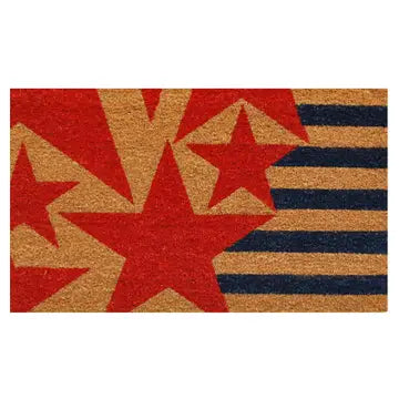 Doormat, July 4th, memorial day, flag, America, americana, stars and stripes, red stars, blue stripes, entryway, rug