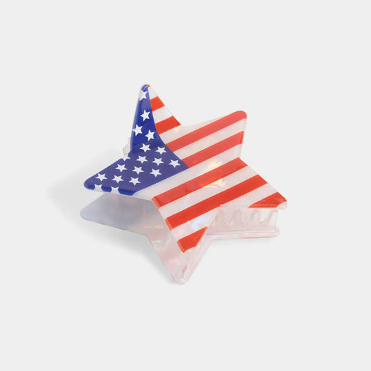 Star-shaped  hair  clip with American flag design on a white background
