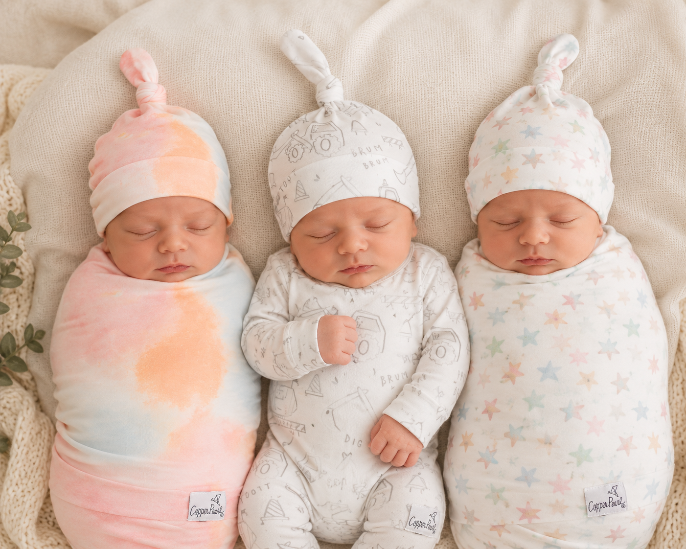 Copper Pearl Baby Top Knot Hats