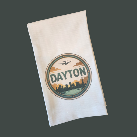 Tea Towel, Dayton Ohio, first in flight, air force base, wright Patterson, airplane, plane, wright brothers, fly, kitchen towel, new neighbor gift