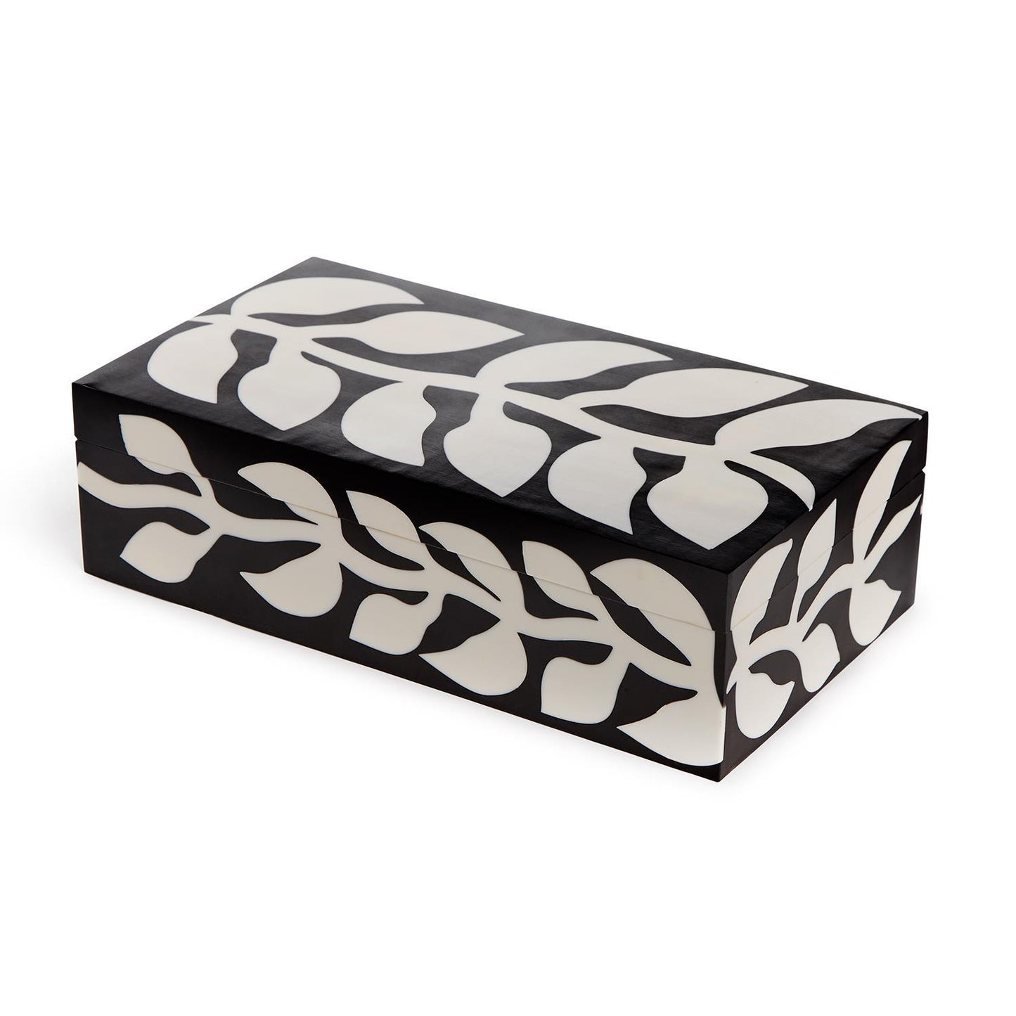 Leaf Patterned Black and White Box