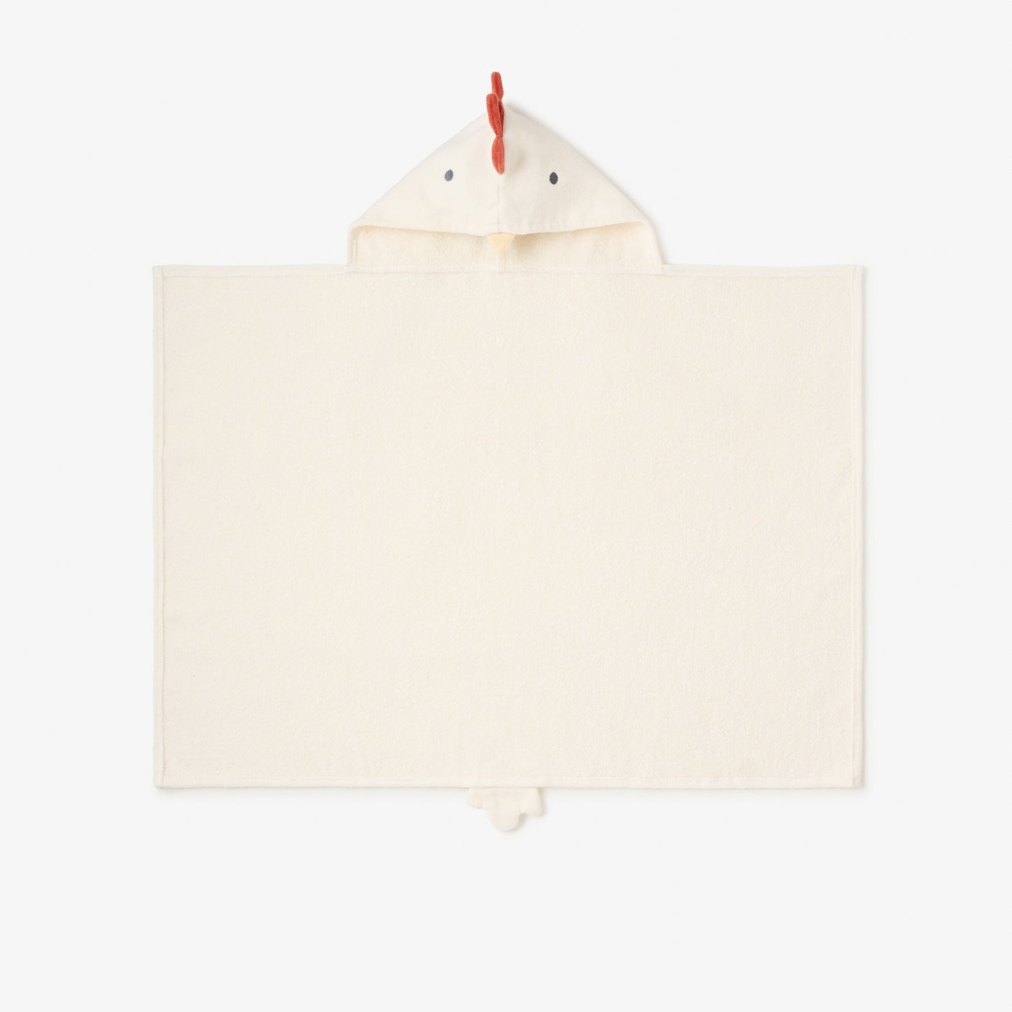 Elegant baby Beige hooded towel with chicken design on a white background