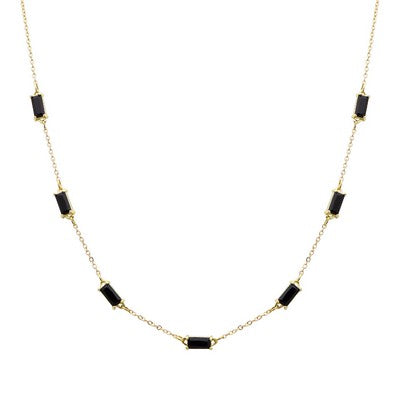 Meghan Browne FIZ-BK 16-18in GOLD CHAIN WITH STATIONED BLACK RECTANGLE STONES