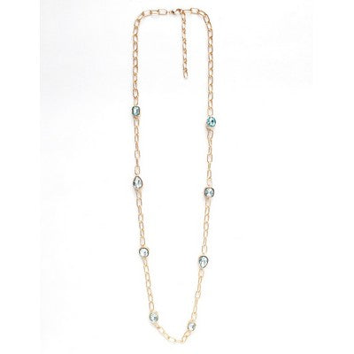 Meghan browne FUGI-MT 30-32in GOLD LINK NECKLACE WITH STATIONED MINT green  STONES