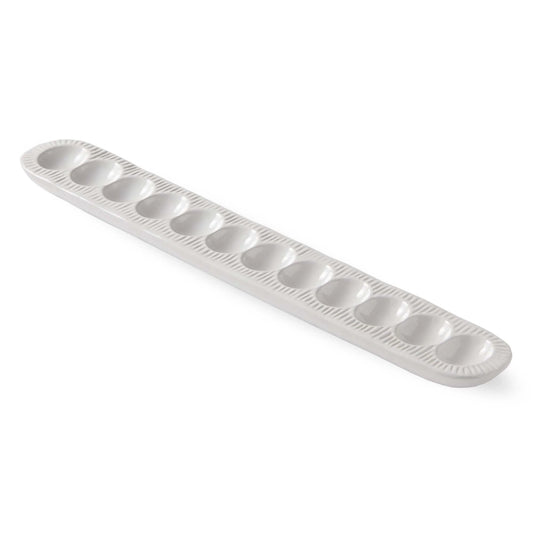 White ceramic egg tray with twelve compartments 