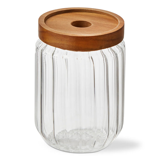 Ribbed Glass Canister Med