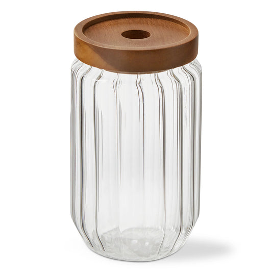 Ribbed Glass Canister LG