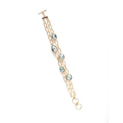 Meghan Browne GOLD-MT DOUBLE STRAND GOLD BRACELET WITH MINT STONE