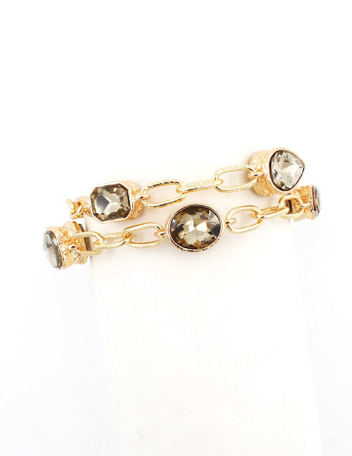 Meghan Browne GOLD-TP DOUBLE STRAND GOLD BRACELET WITH TOPAZ STONE