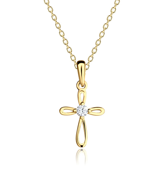 14in Gold Plated Infinity Cross Necklace