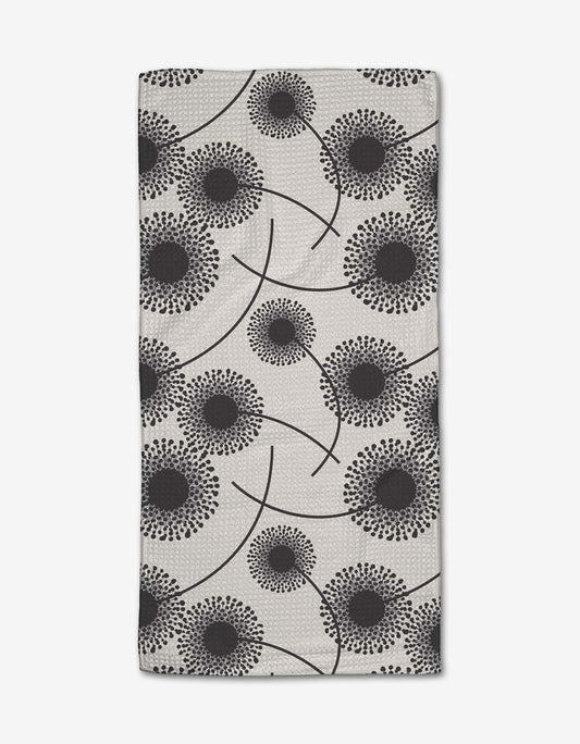 geometry, bar towel, kitchen towel, mini towel, geoweave, fully bloomed, dandelions, black dandelions, kitchen