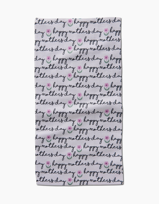 geometry bar towel, towel, geoweave, kitchen towel, cleaning rag, kitchen, dish rag, dishtowel, happy mother's day, mom, mommy, mother, pink flowers, gift for mom