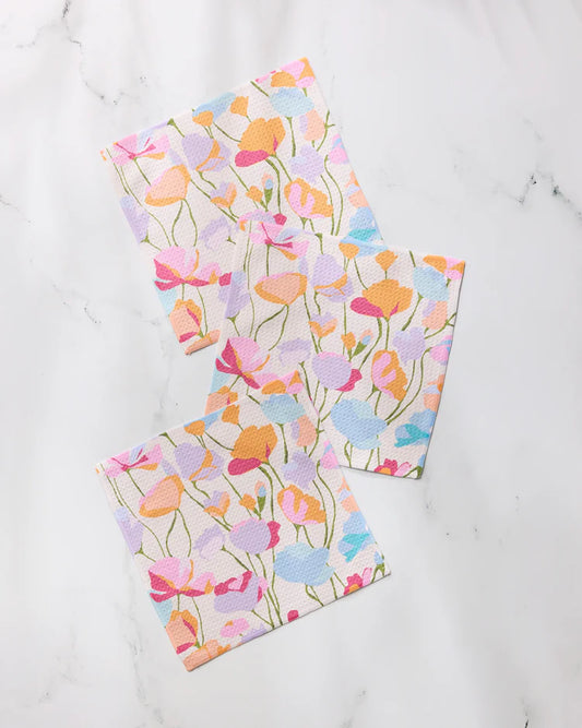 Highly absorbent and quick drying kitchen tea towel by Geometry made with Geoweave featuring the Sunlit Garden Pattern.