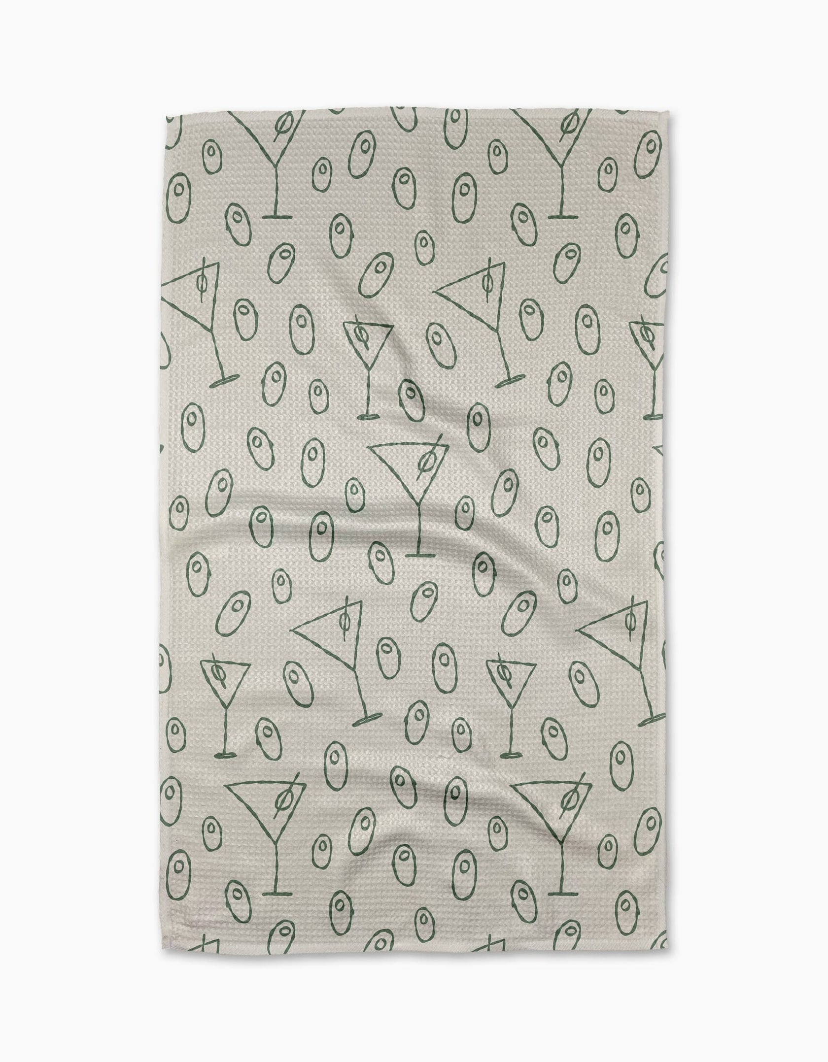 Geometry tea towel, geoweave, olives, martini, kitchen towel, bar towel, dish towel, 
