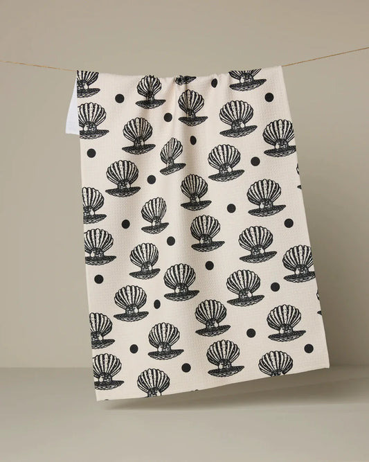 Highly absorbent and quick drying kitchen tea towel by Geometry made with Geoweave featuring the Disco Pearls pattern.