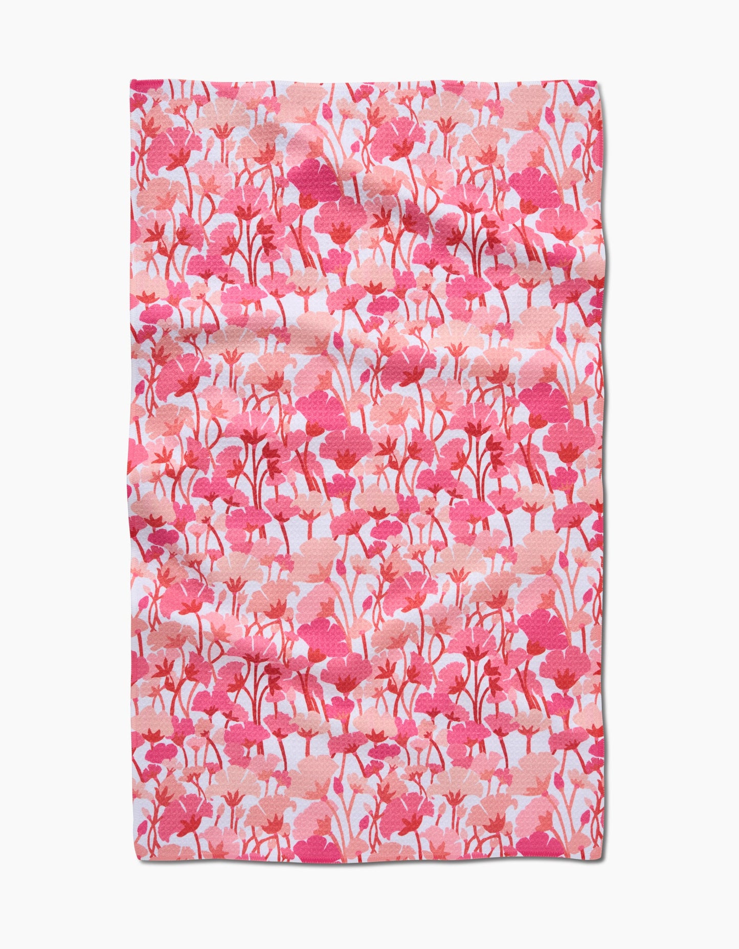 geometry tea towel, geoweave, towel, kitchen towel, bar towel, rag, cleaning, decorative towel, pink flowers, pink florals