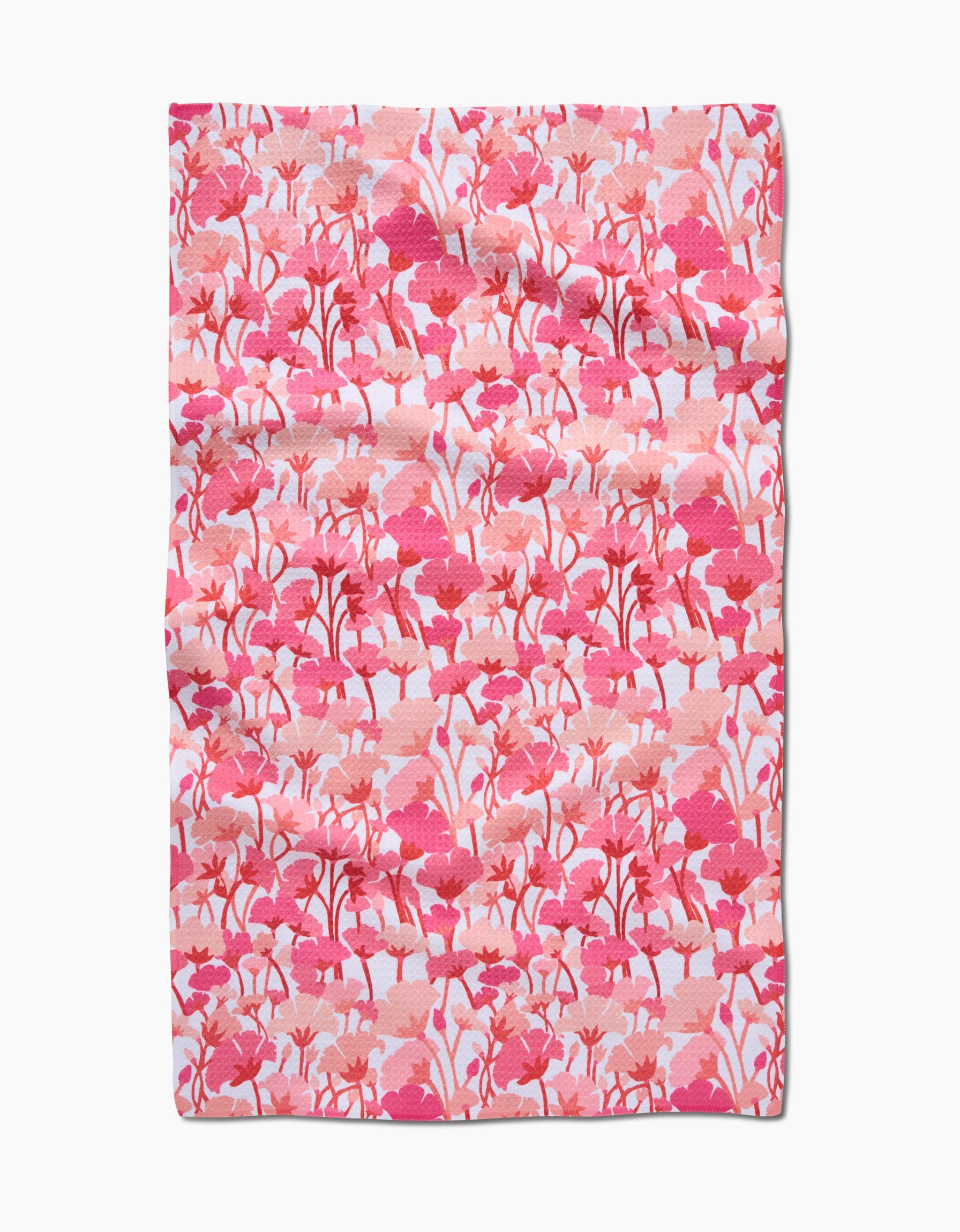 geometry tea towel, geoweave, towel, kitchen towel, bar towel, rag, cleaning, decorative towel, pink flowers, pink florals