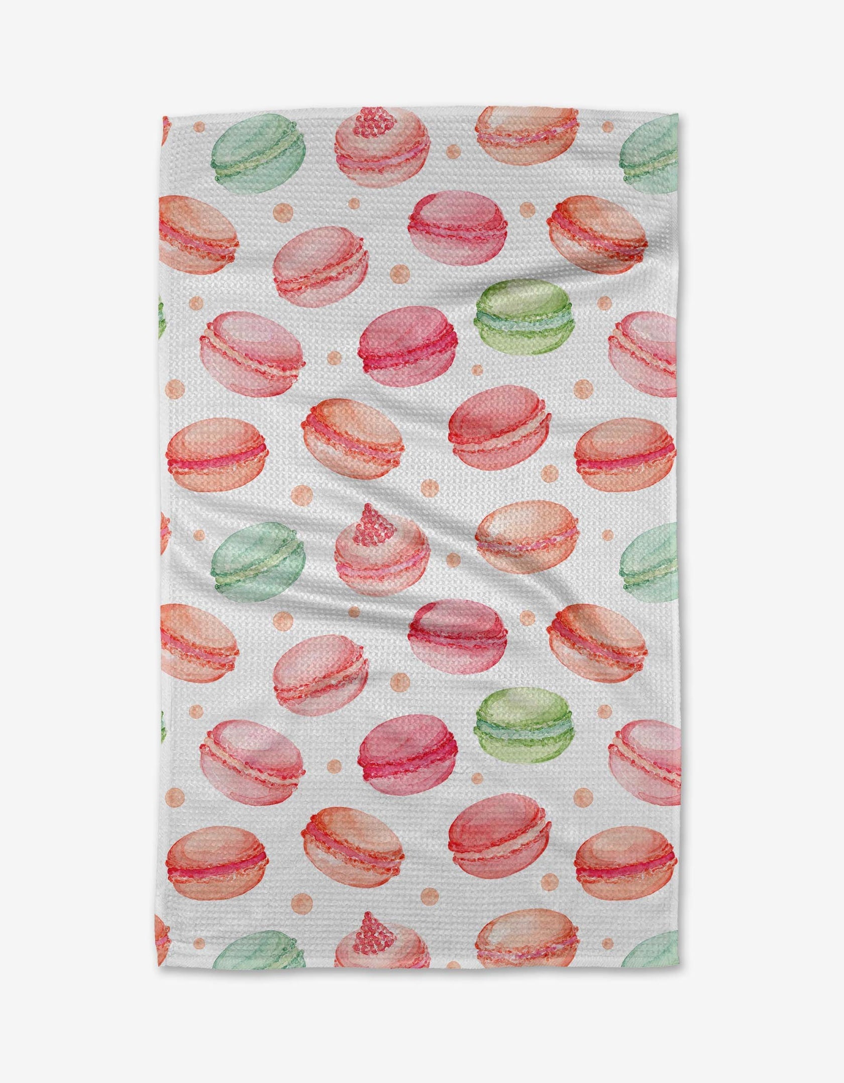 geometry, geoweave, kitchen towel, dish cloth, dishcloth, kitchen, tea towel, cleaning, white weave towel, sweet macarons, coral, sage, pink, dessert 