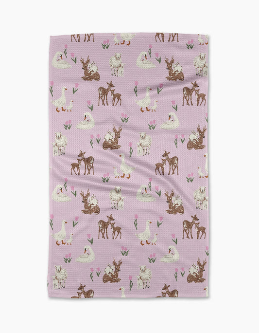geometry, geoweave, kitchen towel, dish cloth, dishcloth, kitchen, tea towel, cleaning, pink towel, babies, toddlers, thank you mom, foul, deer, lamb, duck, duckling, swan, mom, mommy, mother, mother's day