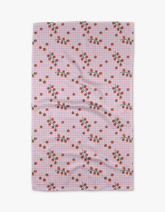 Highly absorbent and quick drying kitchen tea towel by Geometry made with Geoweave featuring the Tomato Gingham print