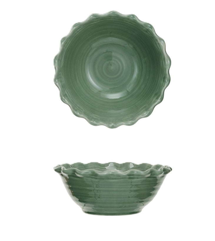 Stoneware Bowl with Scalloped Edge