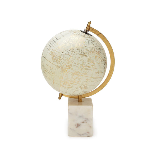 Golden White Globe on Marble Base