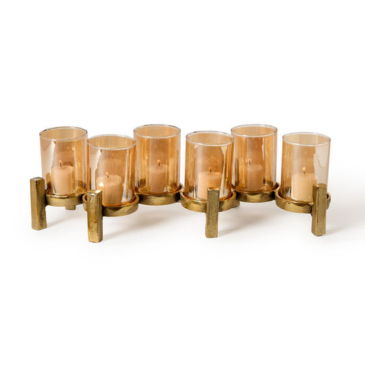 Amber Glass Set/6 Candleholder