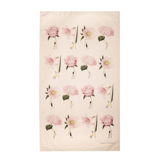 Hester & Cook In Bloom Pink Flowers Tea Towel