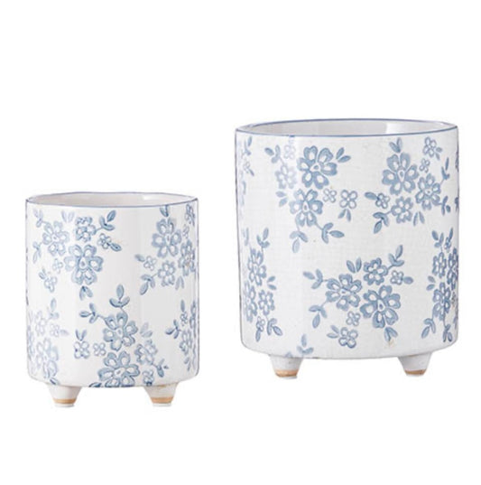 Blue Floral Ceramic Pot LARGE