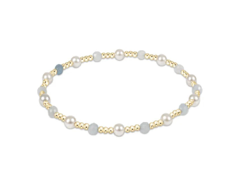 enewton Sincerity Bracelet - 4mm Pearl 3mm Aquamarine with 2mm Gold Beads