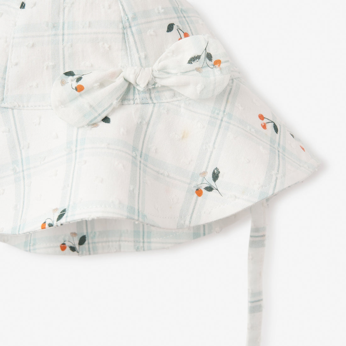Elegant Baby Strawberry Picnic Swiss Dot Sunhat 0-12m