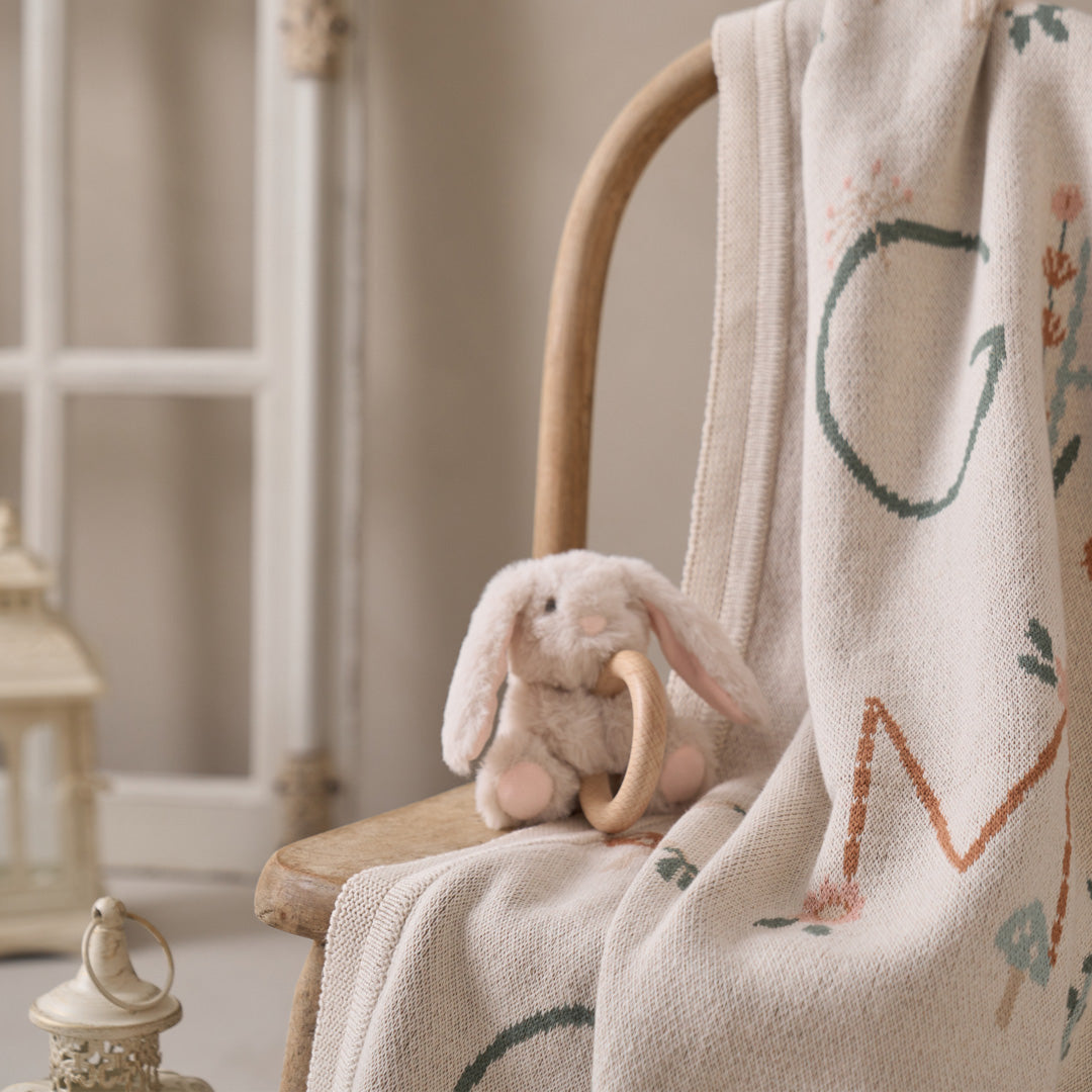 Elegant Baby Taupe Bunny Plush Ring Rattle