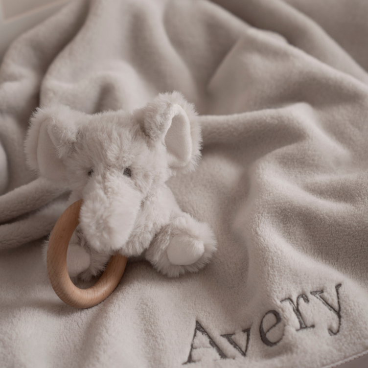 Elegant Baby Elephant Plush Ring Rattle