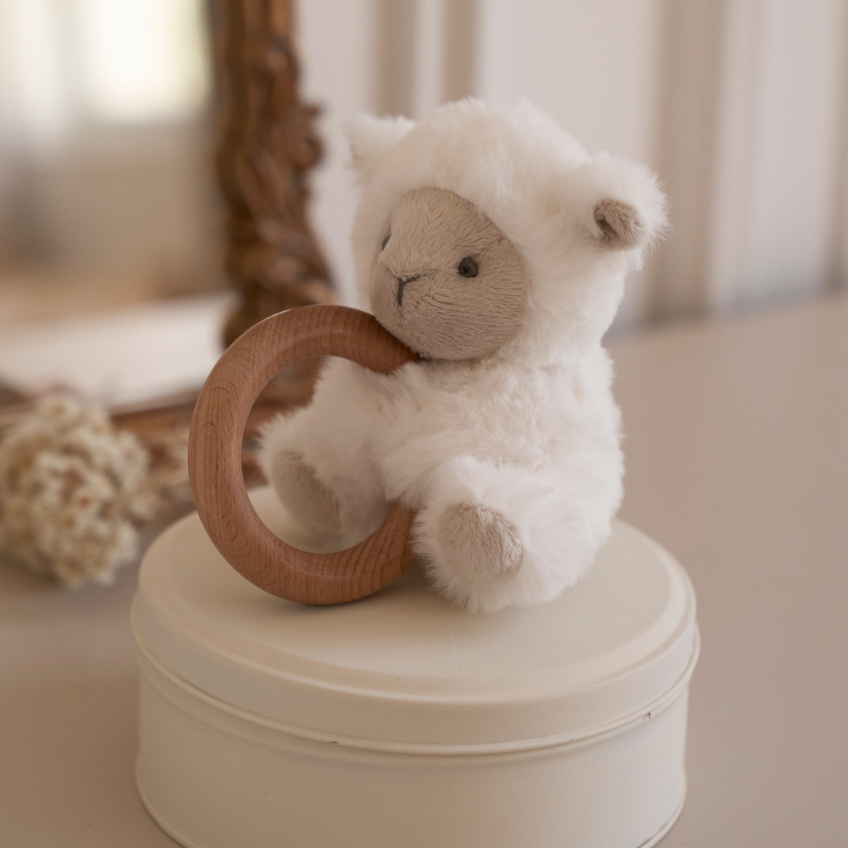 Elegant Baby Lamb Plush Ring Rattle