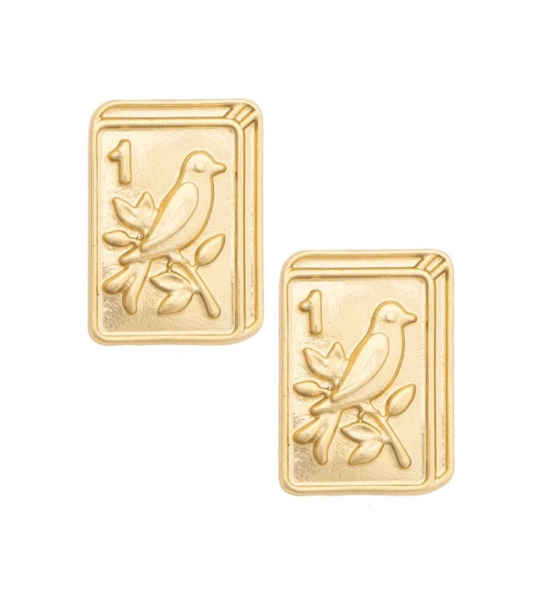 Bird Bam 24K Plated Tile Stud Earrings