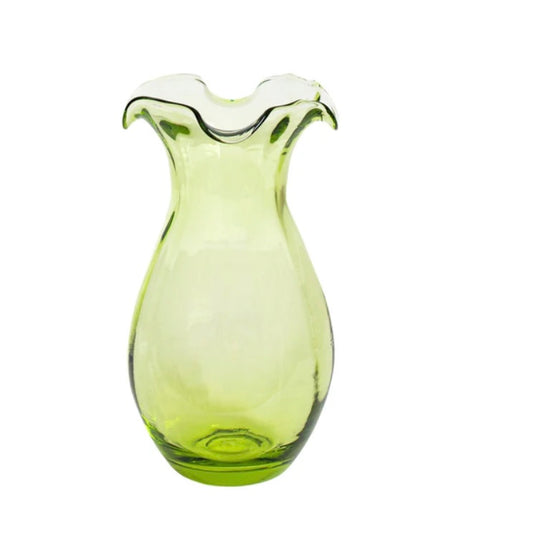 Vietri Hibiscus Glass Green Vertical Fluted Small Vase