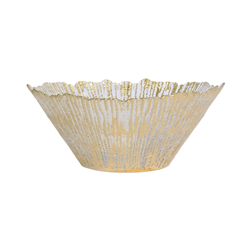 Shimmering large gold glass bowl by Vietri.