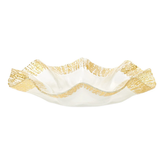 Rufalo glass platter rimmed in gold