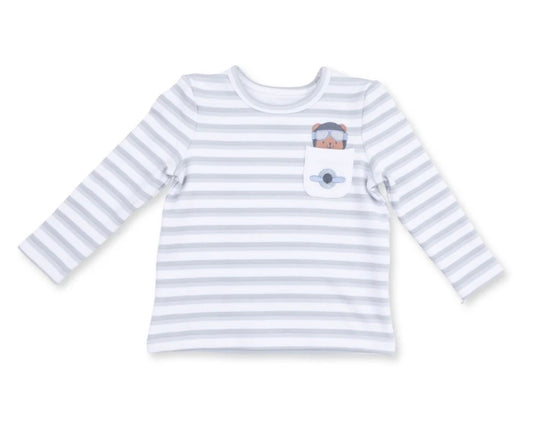 Striped organic vintage airplane pilot shirt